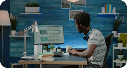 Student using a computer