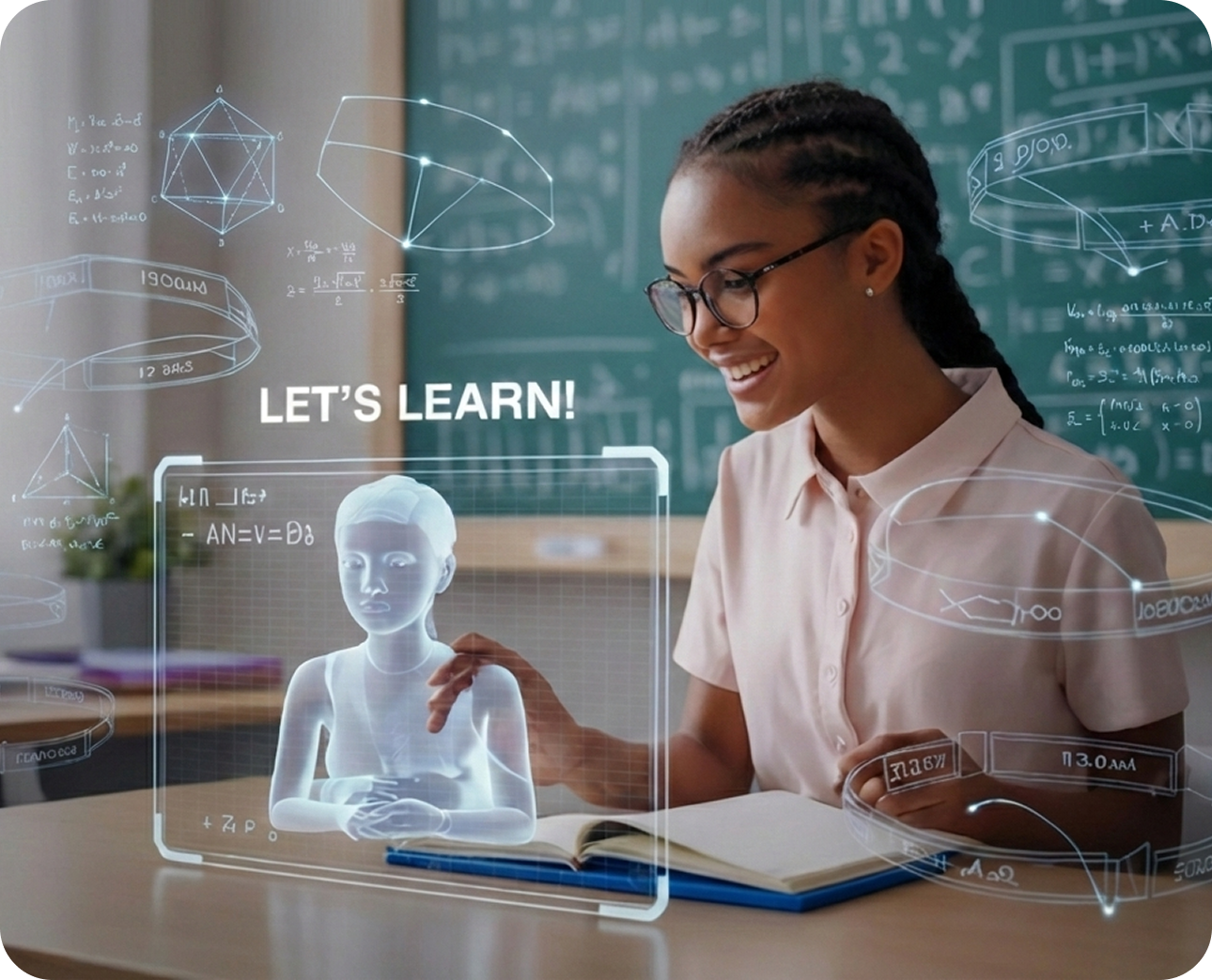 Student using a learning interface