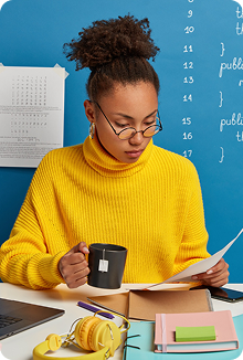 Teacher reviewing documents
